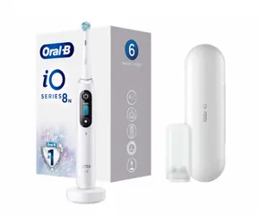 Oral-B iO 8N biała / szczoteczka obrotowa / 6 trybów / Bluetooth / timer / czujnik nacisku / wyświetlacz / etui