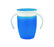 Munchkin - Junior kubek niekapek 360° z uchwytami 207 ml-niebieski / od 6 miesięcy