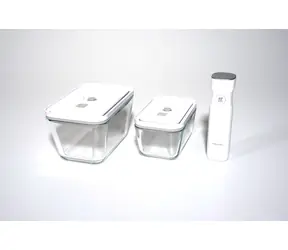 Zwilling Fresh & Save 7-częściowy zestaw próżniowy M&L (szkło) / 2x szklane pudełko próżniowe / 4X worek próżniowy / 1x pompa próżniowa