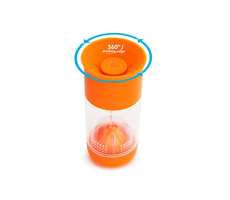 Munchkin - Kubek niepłynący z zaparzaczem 414 ml - pomarańczowy / Od 18 miesiąca