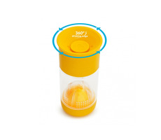 Munchkin - Kubek niepłynący z zaparzaczem 414 ml - żółty / Od 18 miesiąca