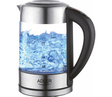 Adler AD 1247 srebrny / Czajnik szklany instant / 2200 W / 1,7 L / temperatura 60-100 °C
