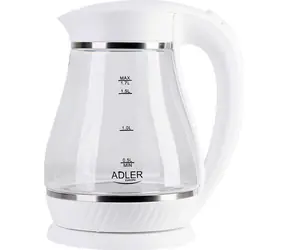 Adler AD 1274 biały / Czajnik szklany instant / 2200 W / 1,7 L