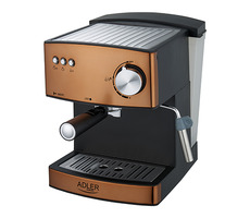 Adler 4404 miedziany / Kawiarka dźwigniowa / 850 W / 1,6 l / 15 bar / dysza piankowa