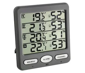 TFA 30.3054.10 - MONITOR KLIMATU Termometr i higrometr z 3 czujnikami bezprzewodowymi  