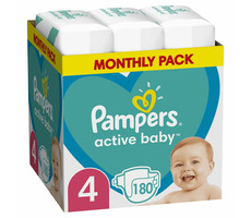 Pakiet miesięczny Pampers Active Baby (180 szt.) / Pieluchy / Rozmiar 4 (9-14 kg)