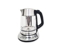 ETA Crystela Premium srebrny / czajnik elektryczny szklany / 2200 W / 1,5 L / temperatura 40-100°C / sitko do herbaty