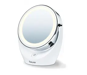Kosmetyczne lusterko obrotowe BEURER BS 49 / Średnica: 11 cm / 2 powierzchnie lustrzane / światło LED / zasilacz 3x AA