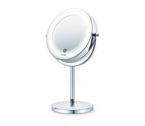 Lustro kosmetyczne BEURER BS 55 / Średnica: 13 cm / 2 powierzchnie lustrzane / Oświetlenie LED / zasilanie bateryjne