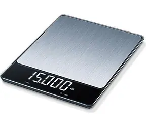 BEURER KS 34 XL stal nierdzewna / cyfrowa waga kuchenna / max. 15 kg / funkcja TARA / g/kg/lb/oz