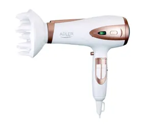Adler AD 2248 biały / Suszarka / jonizator / 2200 W / 3 temperatury / 2 prędkości / dyfuzor / Koncentrator 