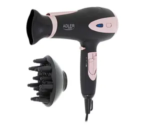 Adler AD 2248b czarny / Suszarka do włosów / jonizator / 2200 W / 3 temperatury / 2 prędkości / dyfuzor / koncentrator 
