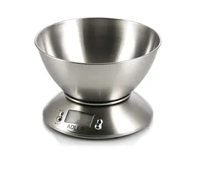 Adler AD 3134 szara / Waga kuchenna z miską / 5 kg / miska ze stali nierdzewnej / 1,8 l / 2x AAA(LR03) 