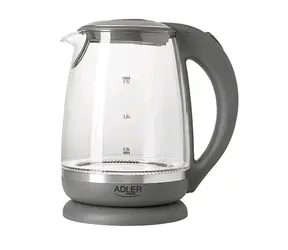 Adler AD 1286 szary / Czajnik szklany instant / 2200 W / 2 L