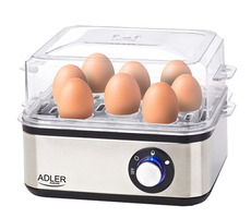 Adler AD 4486 srebrny / Jajowar / 800 W / do 8 jaj