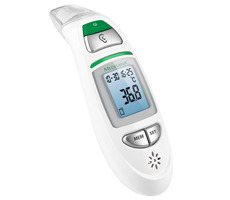 Medisana TM 750 / bezdotykowy termometr na podczerwień / do czoła i ucha / 34 do 43°C / alarm / wyświetlacz LCD / pamięć