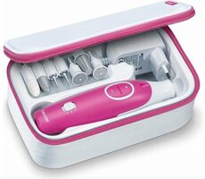 BEURER MP 44 różowy / zestaw do manicure i pedicure / 7 nasadek / lekki / dwustronny obrót / 2 prędkości / po sprzedaży