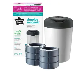 Zestaw koszy na pieluchy Tommee Tippee Sangenic Simplee, szary + 6 kasetek