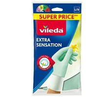Vileda Extra Sensation (rozmiar L) / Rękawiczki ochronne do czyszczenia / zabezpieczenie antypoślizgowe / 1 para