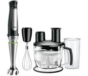 Braun MQ7075X X MultiQuick 7 czarny / blender ręczny / 1000 W / pojemnik 600 ml / pojemnik na siekacz / nasadka do ubijania