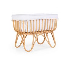 Childhome Rattanowy kosz dziecięcy + materac + pokrowiec Jersey Off White / 90 x 52 x 70 cm