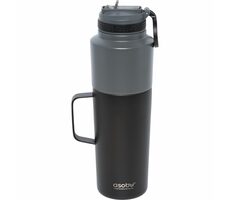 Butelka Asobu Twin Pack z kubkiem czarna 0,9 L + 0,6 L / Butelka termosowa + kubek / stal nierdzewna