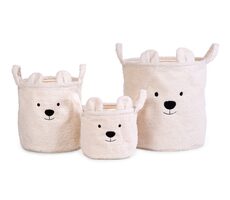 Childhome Kosze na zabawki Teddy Off White 3 szt