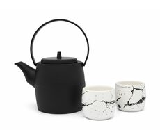 Bredemeijer Kobe Czajniczek + 2 filiżanki czarne / 1,2 l / czajniczek żeliwny / filiżanki porcelanowe