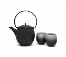 Bredemeijer Sendai Czajniczek + 2 filiżanki czarne / 1,2 l / czajniczek żeliwny / filiżanki porcelanowe