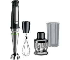 Braun MultiQuick 7 MQ 7025X czarno-srebrny / blender sztyftowy / 1000W / trzepaczka / miska miksująca 0,6 l / rozdrabniacz 350ml