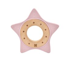 Gryzak KikkaBoo Star Pink z silikonu i drewna / od 0 miesiąca