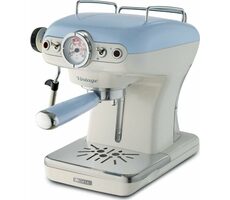 Ariete 1389 Vintage Espresso blue / Ekspres dźwigniowy / 900W / 0,9 L / 15 bar / manometr / spieniacz do mleka 