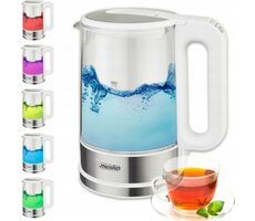 Mesko MS 1301w biały / Czajnik szklany instant / 1850 W / 1,7 L / temperatura 60 - 100°C