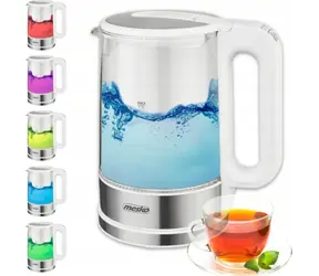 Mesko MS 1301w biały / Czajnik szklany instant / 1850 W / 1,7 L / temperatura 60 - 100°C