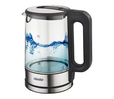 Mesko MS 1301b czarny / Czajnik szklany instant / 1850 W / 1,7 L / temperatura 60 - 100°C
