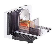 Unold 78860 biała / elektryczna krajalnica do żywności / 100 W / średnica ostrza 170 mm / grubość plasterka 0-15 mm