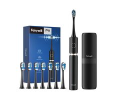 FairyWill FW-P11 z etui czarna / Elektryczna szczoteczka do zębów / 31 000 wibracji / 3 tryby / 8 głowic 