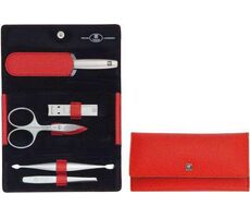 Zwilling TWINOX Asian Competence czerwony / Zestaw do manicure w skórzanym etui / 5 szt. 