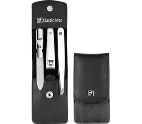 Zwilling 97435-004 CLASSIC Inox czarny / Zestaw do manicure w skórzanym etui / 3 szt.
