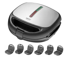 Camry CR 3057 srebrny / Opiekacz do kanapek / 1200 W / 6 w 1