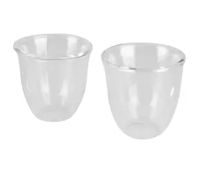 Zestaw szklanek do espresso DeLonghi DLSC310 / 2 szt. / 90 ml / szklanki termiczne / szkło borokrzemianowe / wyprzedaż