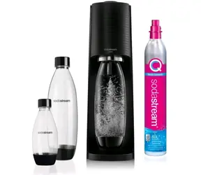 SodaStream Terra Mega czarny / Urządzenie do napojów gazowanych / 2x butelka 1 L / 1x butelka 0,5 L / 1x gaz CO2 