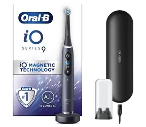 Oral-B iO Series 9 Black Onyx / Elektryczna szczoteczka do zębów / magnetyczne iO / 7 trybów / timer / czujnik ciśnienia