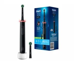 Oral-B Pro 3 3000 Cross Action czarna / Elektryczna szczoteczka do zębów / oscylacyjna / 3 tryby / timer 