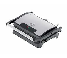 Adler AD 3052 srebrny / Grill elektryczny / 1200W / powierzchnia pieczenia: 23 x 14,5 cm