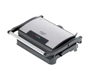 Adler AD 3052 srebrny / Grill elektryczny / 1200W / powierzchnia pieczenia: 23 x 14,5 cm