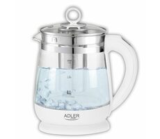 Adler AD 1299 biały / Czajnik szklany instant / 2200 W / 1,5 L / temperatura 60-100 °C