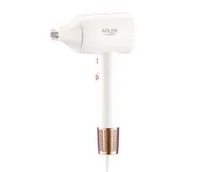 Adler AD 2272 biały / Suszarka do włosów / 1800 W / 3 temperatury / 2 prędkości / Koncentrator / Funkcja ION