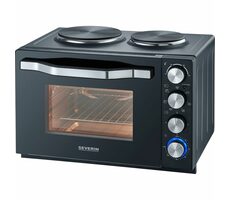Severin TO 2074 czarny / Minipiekarnik z kuchenką / 2500W / 30l / 2 płyty