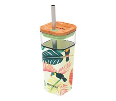 Kubek podróżny Quokka Liquid Cube Tropical Toucans ze słomką 540 ml